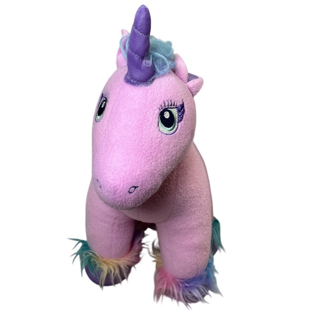Build-A-Bear Workshop Enchanted Unicorn Pink Plush Rainbow Mane Purple Horn 15in